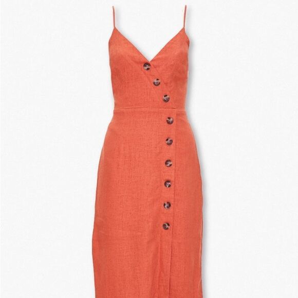 Linen-Blend Surplice Cami Dress Forever 21 Size Small - Picture 1 of 4